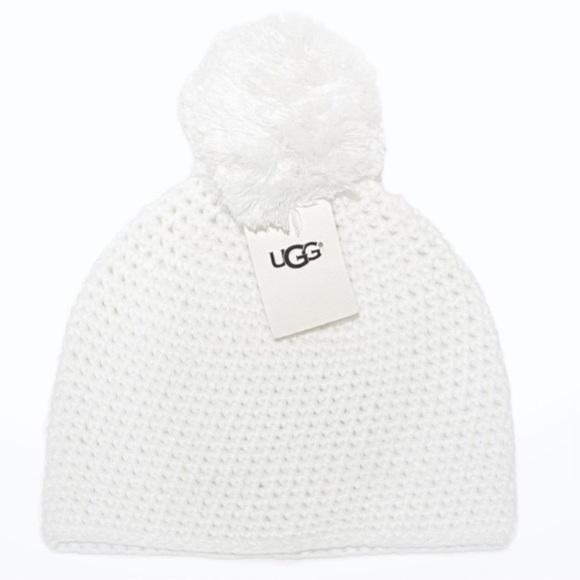 UGG White Ivory Pompom Beanie Knit Hat NWT - Picture 6 of 11